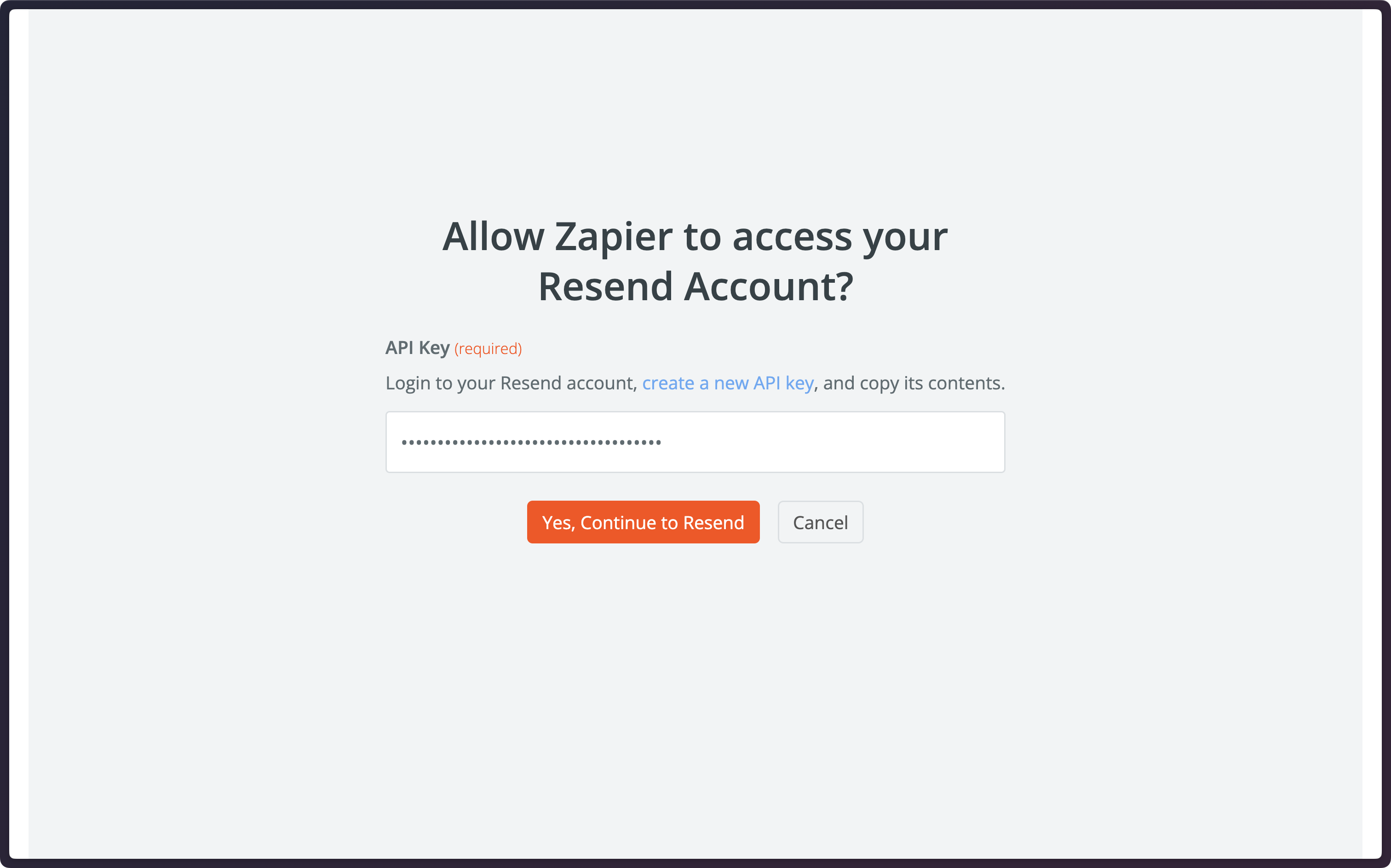 Allowing Zapier to connect to Resend via API Key